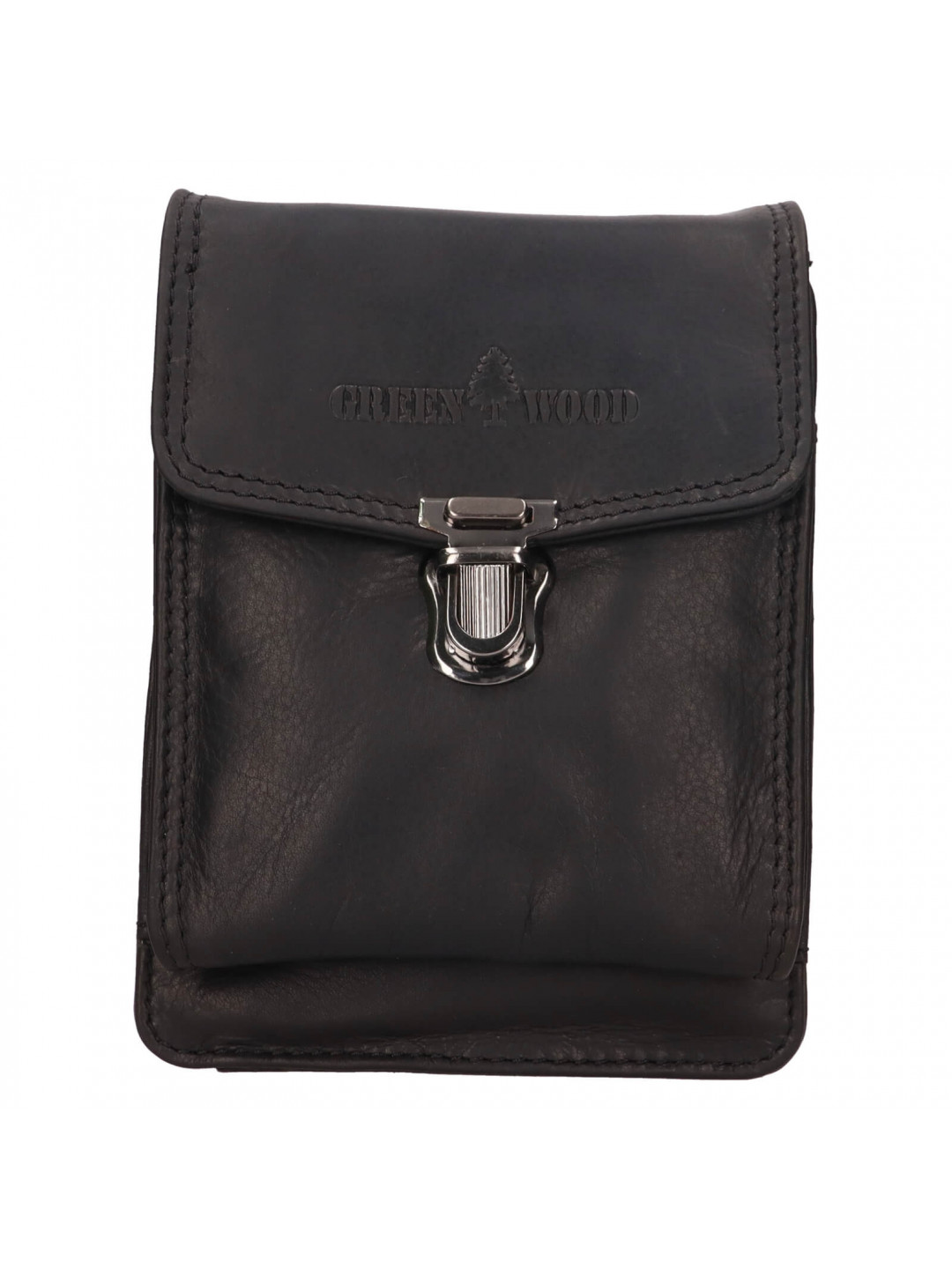 Pánská kožená taška přes rameno Greenwood Dan – černá